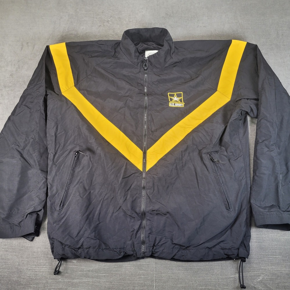 US Army APFU Physical Fitness Uniform Jacket Black Yellow Large Long